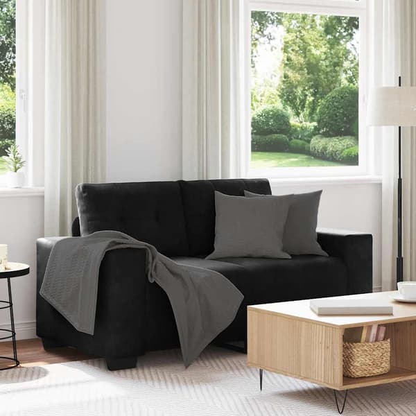 Loveseat soffa svart 160x77x82 cm sammet