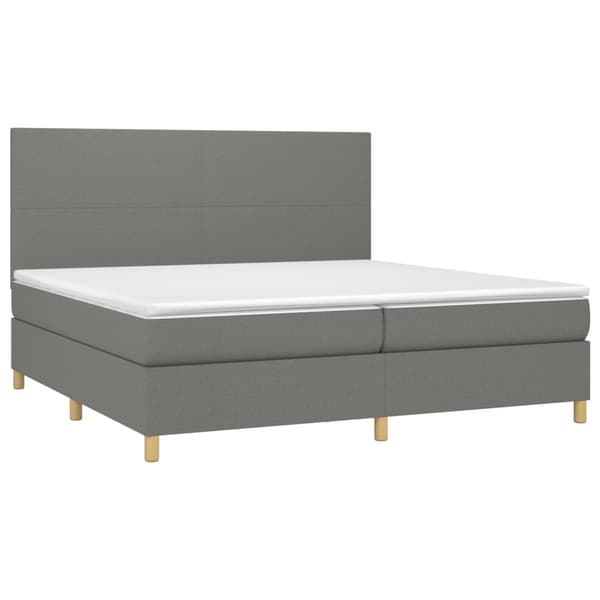 Ramsäng med madrass mörkgrå 200x200 cm tyg