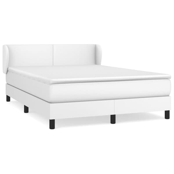 Ramsäng med madrass vit 140x190 cm konstläder