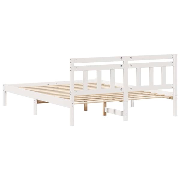 Sängram Vit 140 x 200 cm Massiv furu