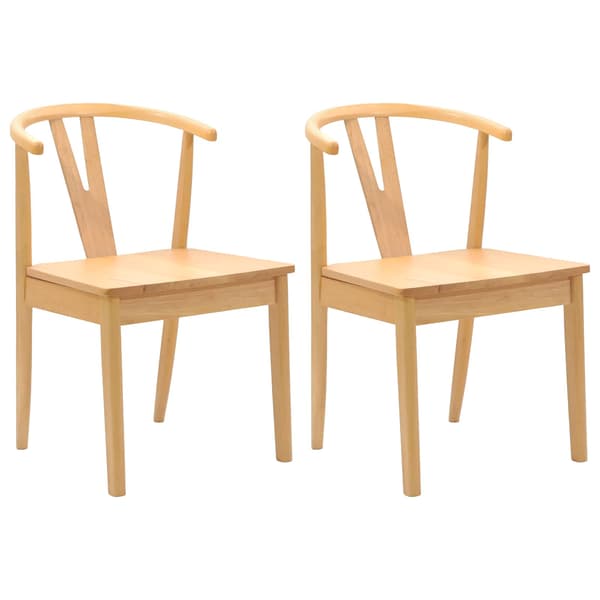 Matstol 2 pcs Naturfärg Massiv Gummiträ