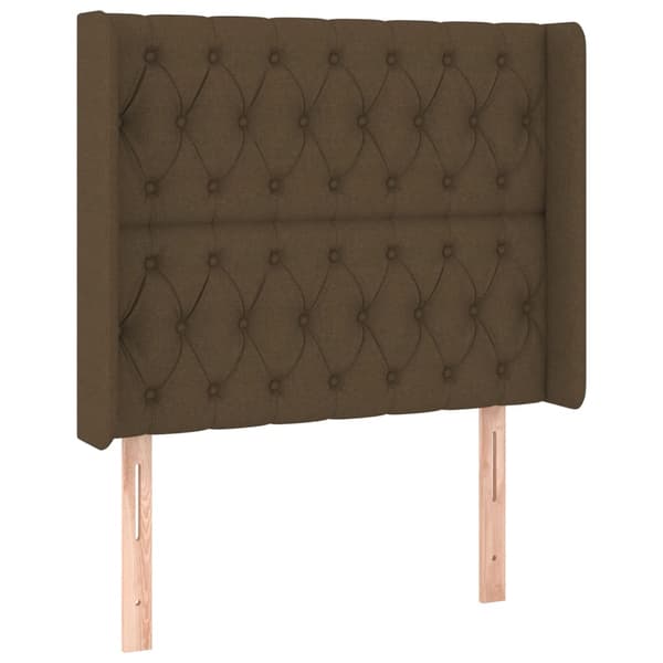 Ramsäng med madrass & LED mörkbrun 90x200 cm tyg