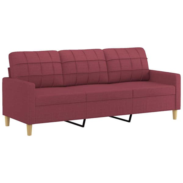 3-sitssoffa vinröd 180 cm tyg