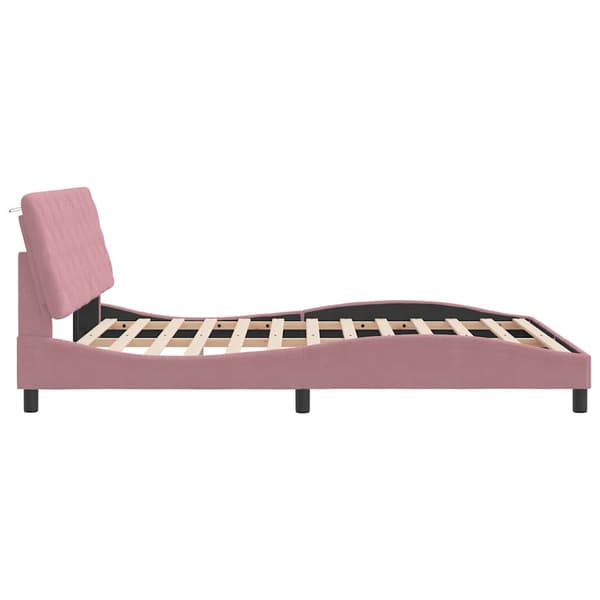 Bed Frame without Mattress Pink 160x200 cm Velvet