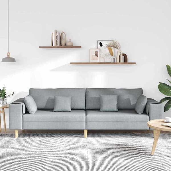 Soffa med kudde Ljusgrå 250 x 77 x 76 cm tyg