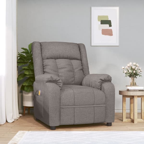 Massagefåtölj taupe tyg