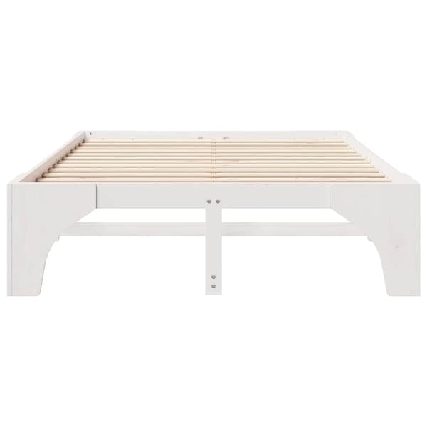 Sängram Vit 150 x 200 cm Massiv furu