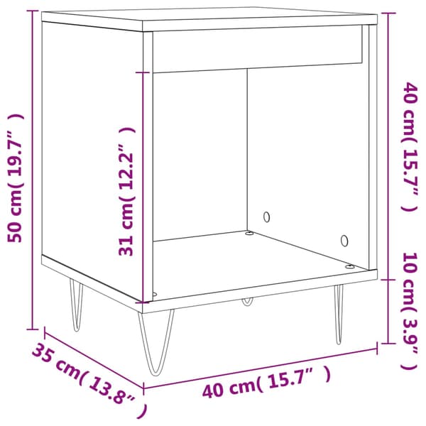 Sängbord vit 40x35x50 cm konstruerat trä