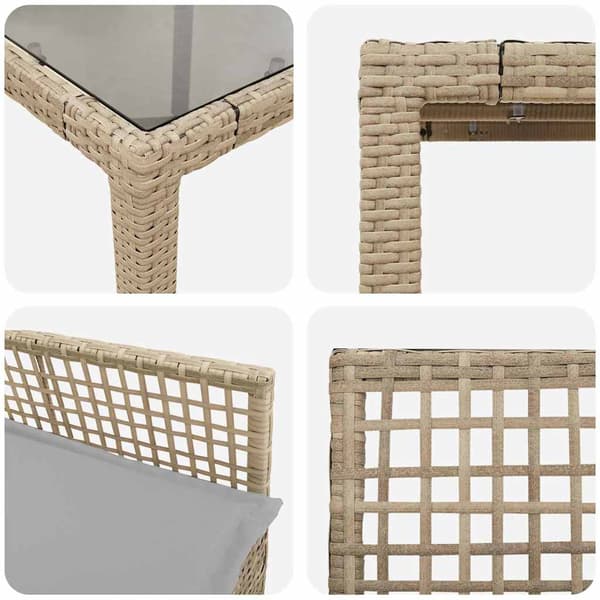 Trädgårdsmöbelset 3 pcs Beige konstrotting