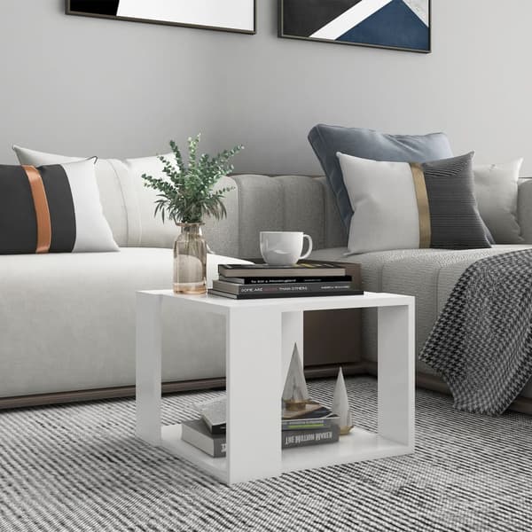 Soffbord vit 40x40x30 cm konstruerat trä
