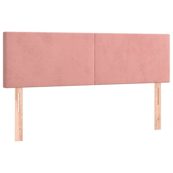 Ramsäng med madrass & LED rosa 140x200 cm sammet