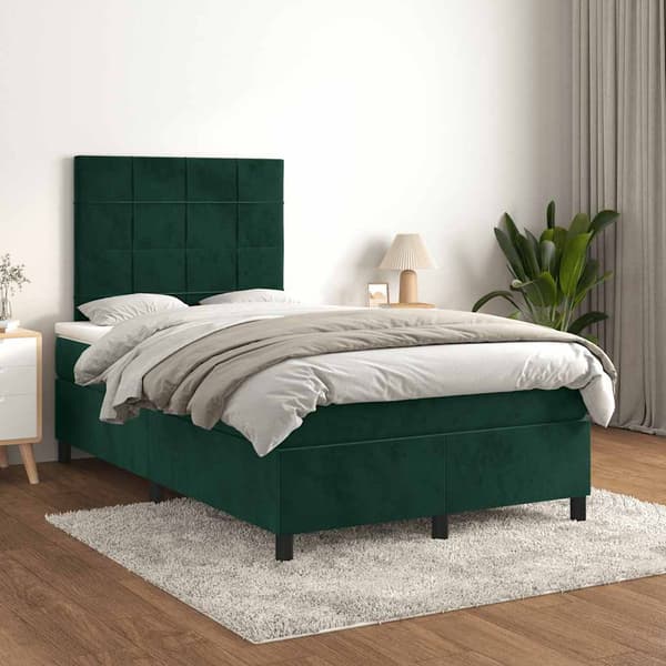Ramsäng med madrass mörkgrön 120x190 cm sammet