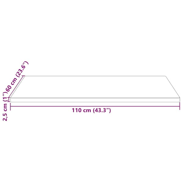Bordsskiva vit 110x60x2,5 cm massiv furu rektangulär