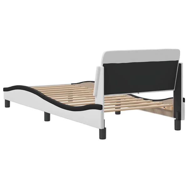 Bed Frame "Dover" White&Black 90x190 cm Faux Leather