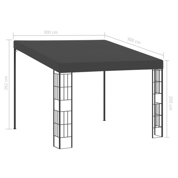 Väggmonterad paviljong 3x3 m antracit tyg