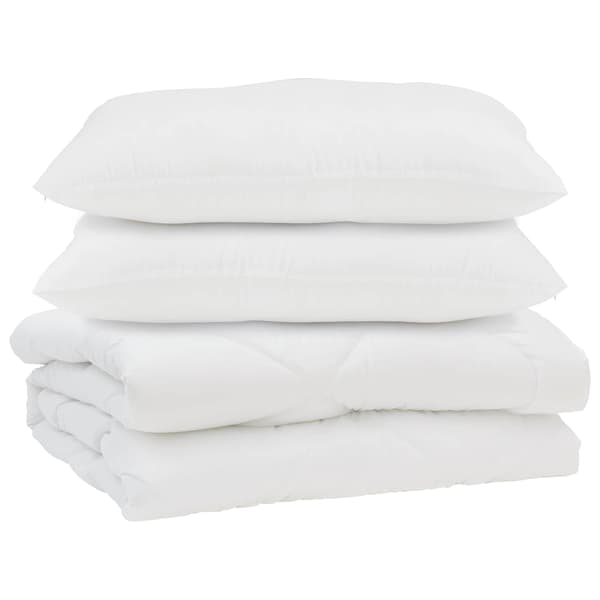 Duntäcke med kudde 3 pcs Vit Mikrofiber