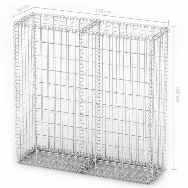 Gabionkorg med lock galvaniserad tråd 100 x 100 x 30 cm