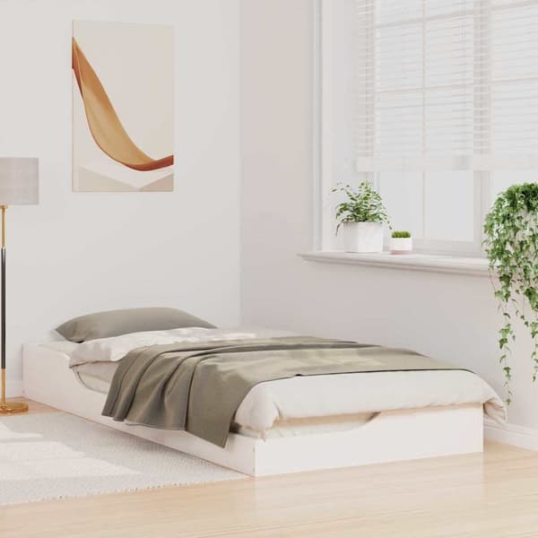Sängram Vit 100 x 210 cm Massiv furu