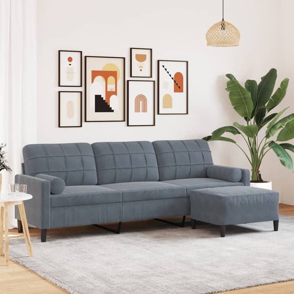 3-sitssoffa med fotpall Mörkgrå 210 cm sammet