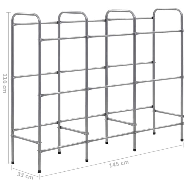 Förvaringshylla för 9 backar silver 145x33x116 cm stål