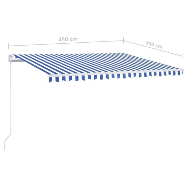 Markis manuellt infällbar med LED 450x350 cm blå och vit