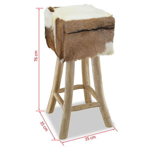Barstol getskinnsläder och massiv teak