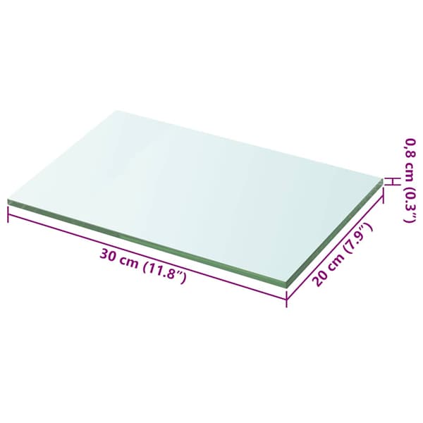 Hyllplan 2 st glas genomskinlig 20x30 cm