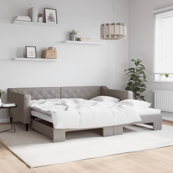 Dagbädd utdragbar taupe 100x200 cm tyg