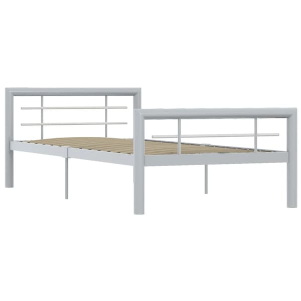 Sängram utan madrass grå & vit metall 100x200 cm
