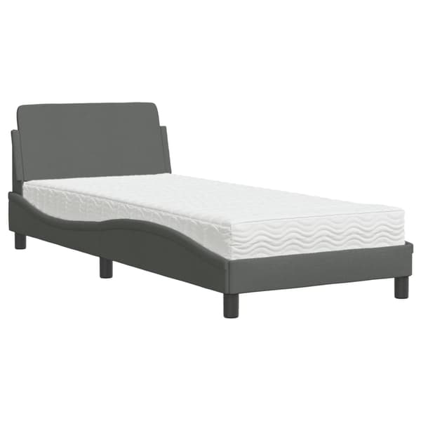 Bed with Mattress "Dover" Dark Grey 90x200 cm Fabric