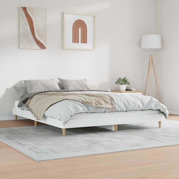 Sängram vit 120x200 cm konstruerat trä