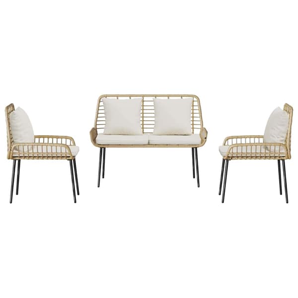 Trädgårdsmöbelset 3 pcs Brun och Kräm konstrotting