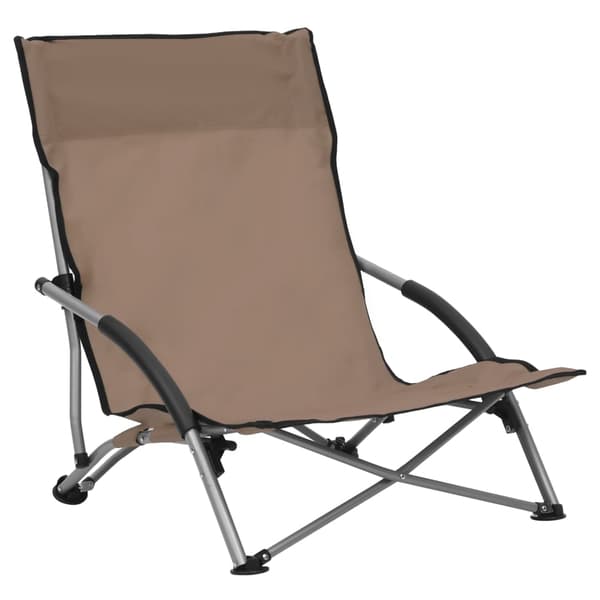 Hopfällbara strandstolar 2 st taupe tyg