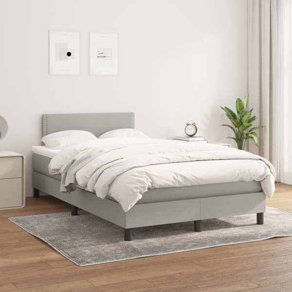 Ramsäng med madrass ljusgrå 120x190 cm tyg