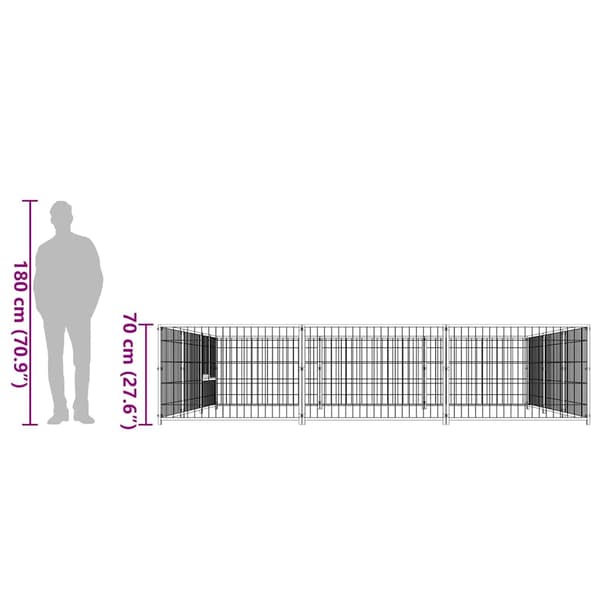 Hundgård svart 9 m² stål