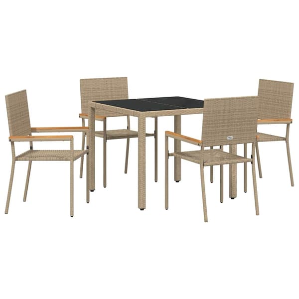 Trädgårdsmöbelset 5 pcs Beige konstrotting