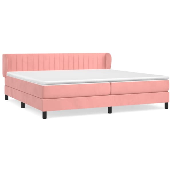 Ramsäng med madrass rosa 200x200 cm sammet