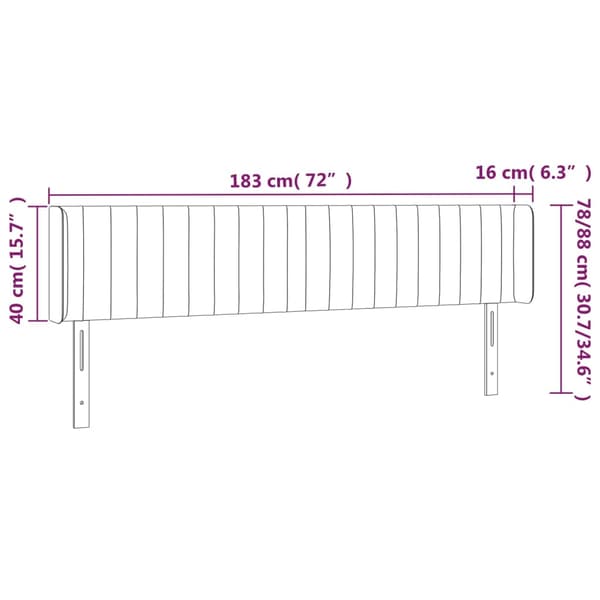 Sänggavel LED blå 183x16x78/88 cm tyg
