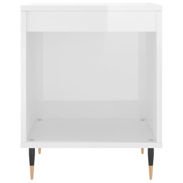 Sängbord vit högglans 40x35x50 cm konstruerat trä