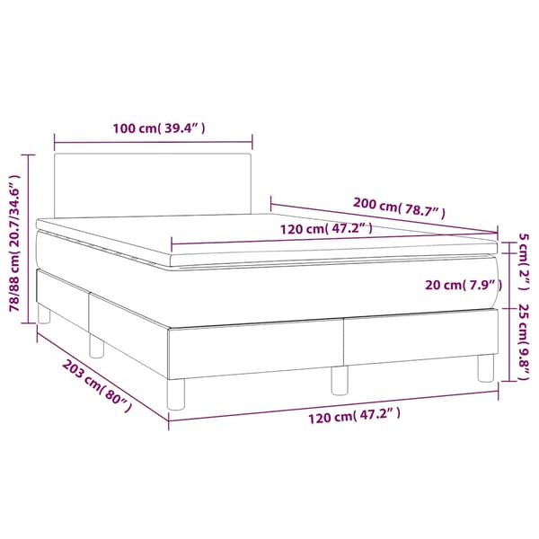 Ramsäng med madrass mörkblå 120x200 cm sammet