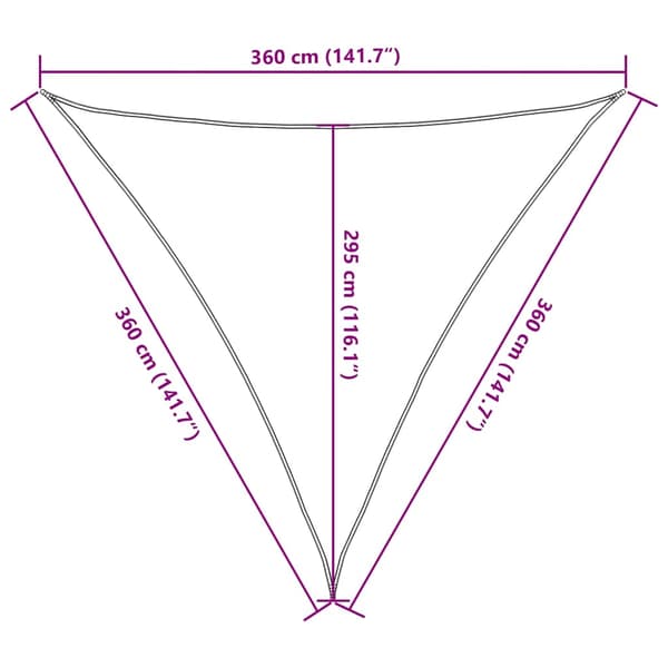 Solsegel 160 g/m² triangulär sand 3,6x3,6x3,6 m HDPE