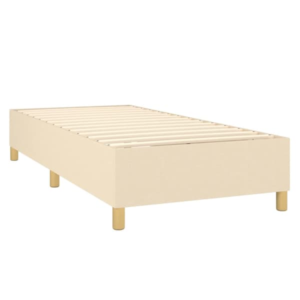 Ramsäng med madrass gräddvit 90x200 cm tyg