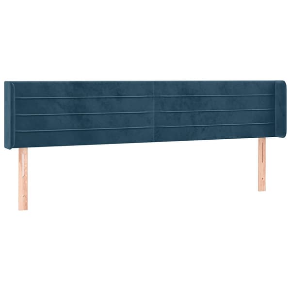 Sänggavel LED mörkblå 163x16x78/88 cm sammet