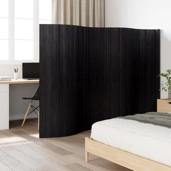 Rumsavdelare svart bredd 400 cm höjd 165 cm bambu