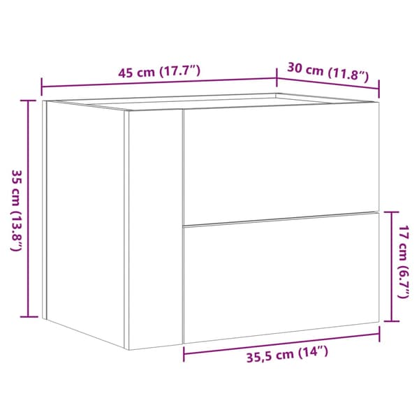 Väggmonterat sängbord vit 45x30x35 cm