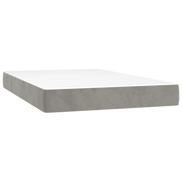 Ramsäng med madrass & LED ljusgrå 120x200 cm sammet