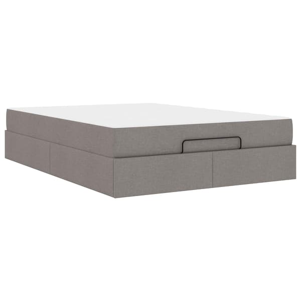 Sängram med madrass 2 pcs Taupe tyg