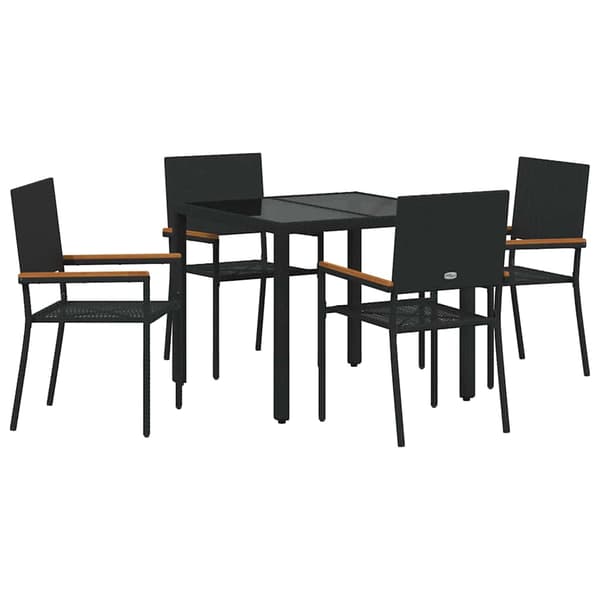 Trädgårdsmöbelset 5 pcs Svart konstrotting