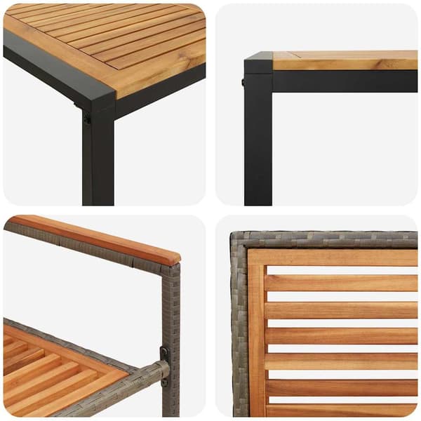 Trädgårdsmöbelset 5 pcs Grå och Brun konstrotting