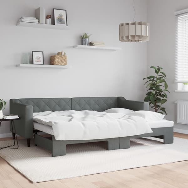 Dagbädd utdragbar mörkgrå 80x200 cm tyg